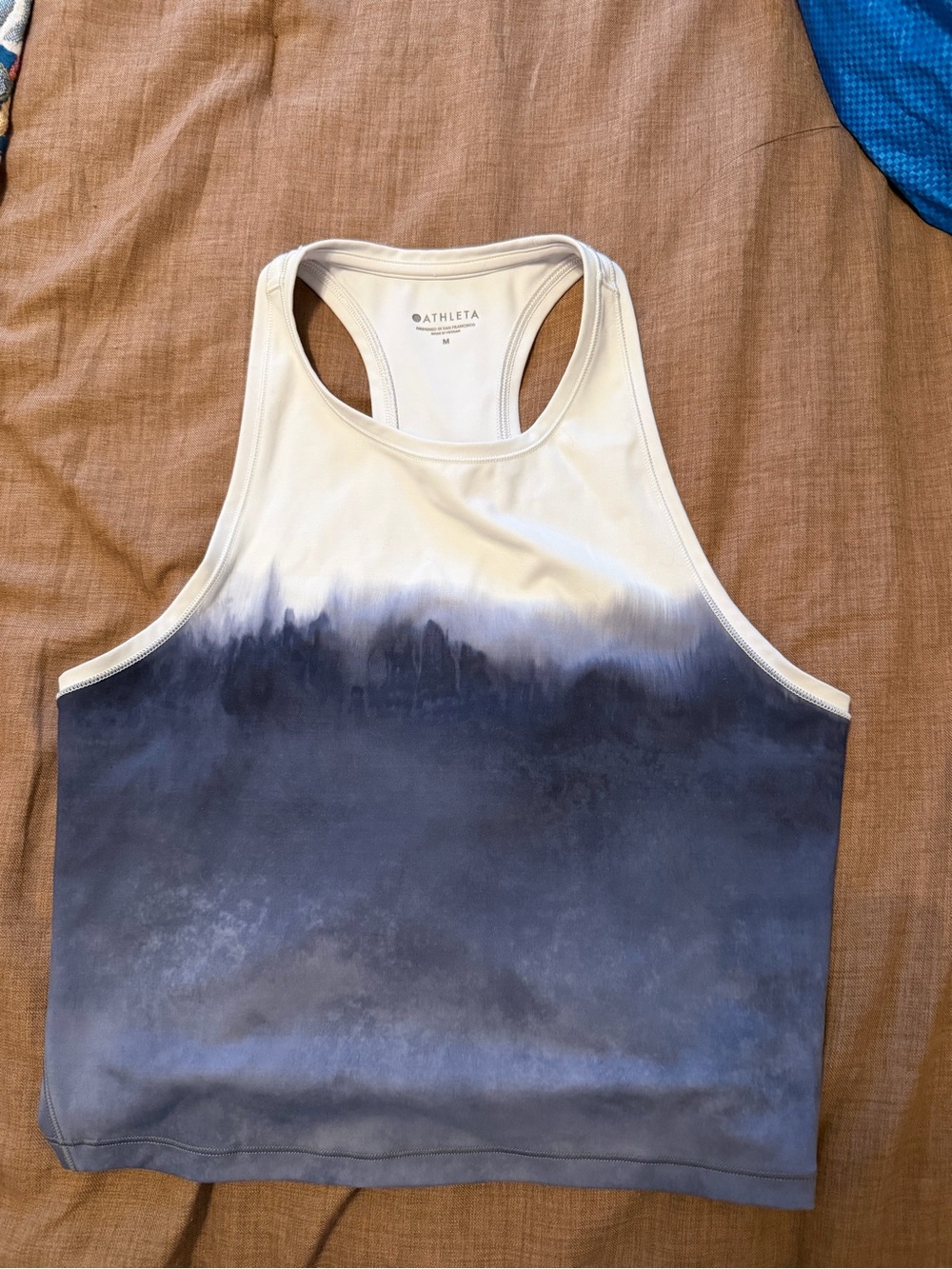 Athleta White to Navy Ombre Swim Rash Tank
